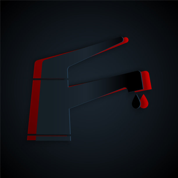 剪纸水龙头与下落的水滴图标图片下载