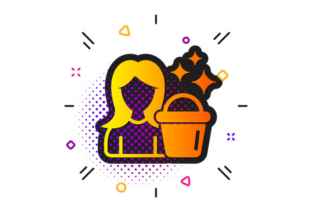 清洁服务图标女人与水桶图片下载