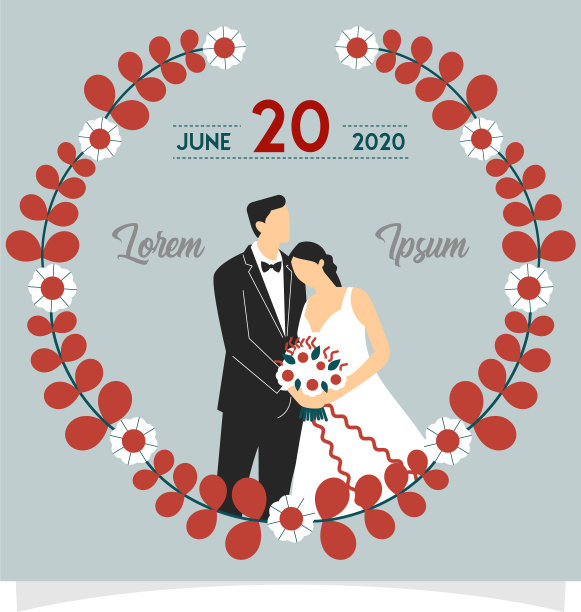 婚礼请柬与夫妇平字图片下载