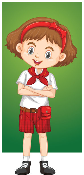 快乐的女孩穿着红色短裤图片下载