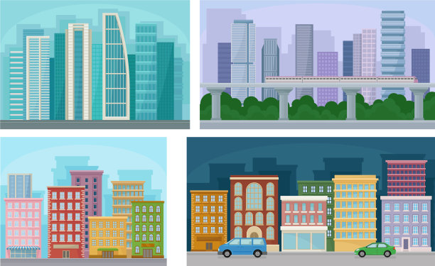 城市景观设置城市街道与高图片下载