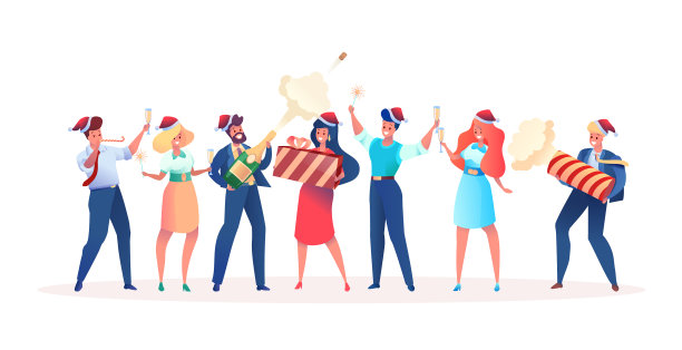 办公室职员庆祝圣诞节图片下载