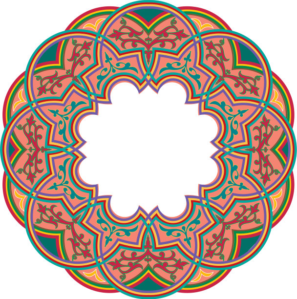 植物叶子上的Arabesque镶边- tile框架图片下载