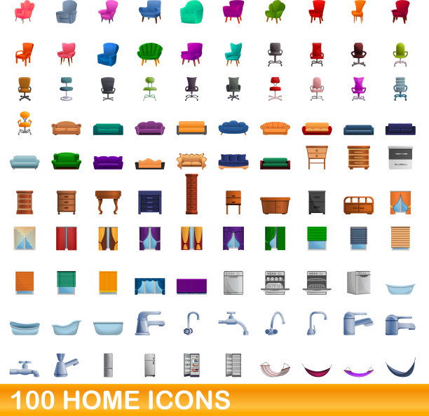 100家图标设置卡通风格图片下载