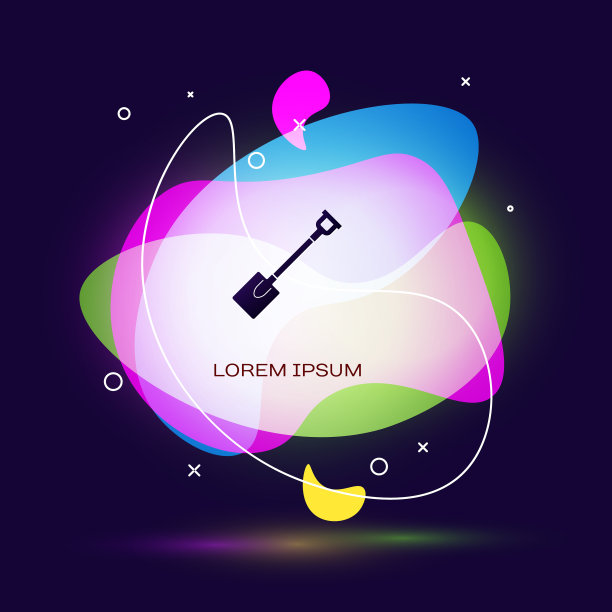 黑色花园铲子图标孤立在深蓝色图片下载