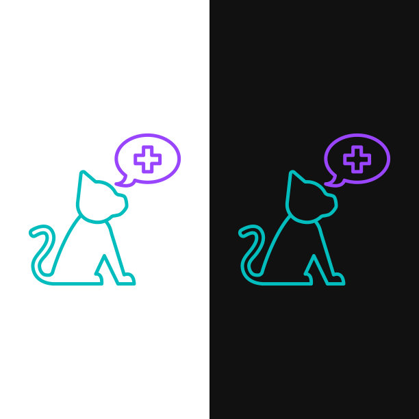 绿色和紫色线象征兽医诊所图片下载