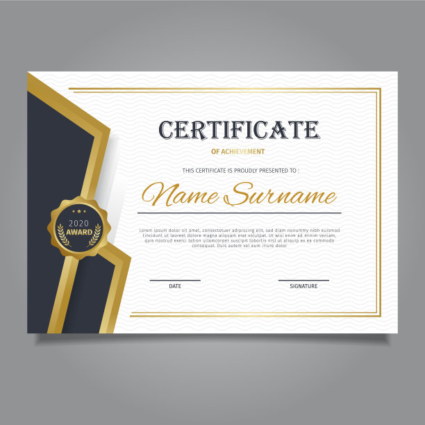 证书模板用优雅的黑色和金色轻拍图片下载