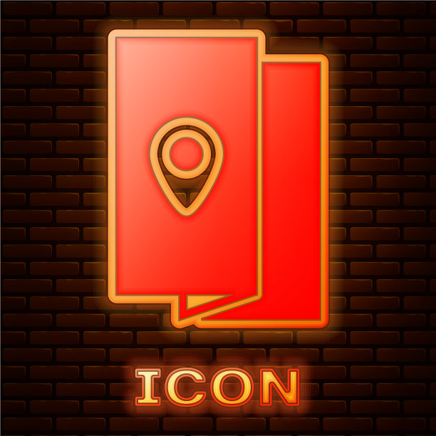 发光的霓虹灯封面书旅游指南图标孤立图片下载