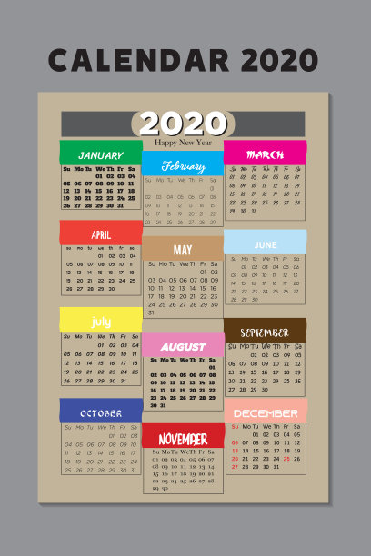 2020 -墙日历-模板- design02图片下载