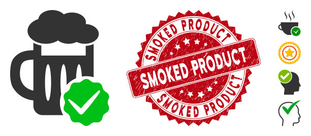 最好的啤酒图标与纹理烟熏产品密封图片下载