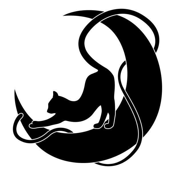 月亮上一只拉扯的猫的剪影图片下载