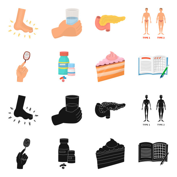 孤立对象饮食和治疗图标集图片下载