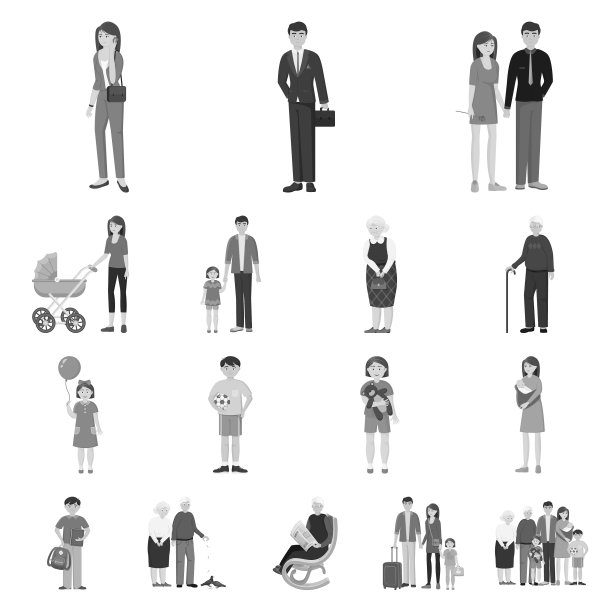 孤立的对象脸和肖像符号集图片下载