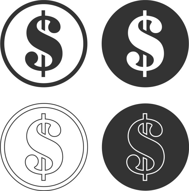 美元图标形状按钮集合图片下载