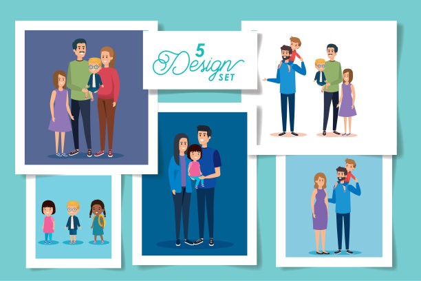 场景中设置五个设计家庭组图片下载