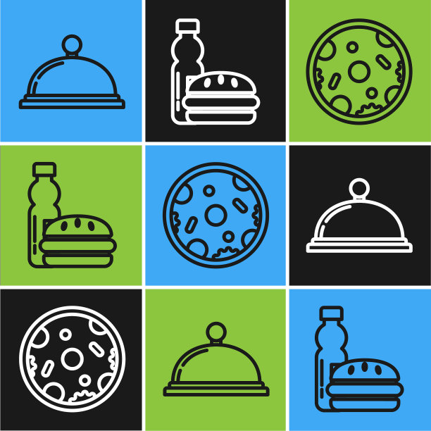 摆好线，上面盖着一盘披萨和食物图片下载