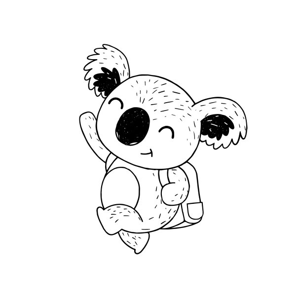 回到学校可爱的动物考拉和背包哈图片下载