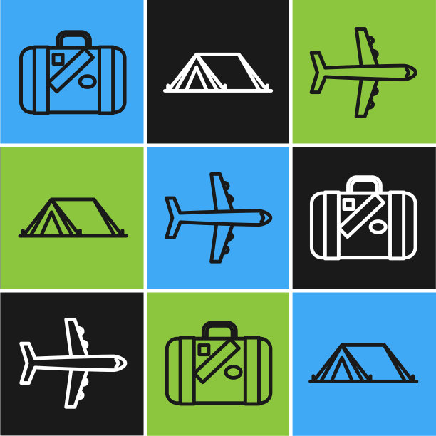 定线旅行箱和贴纸飞机图片下载