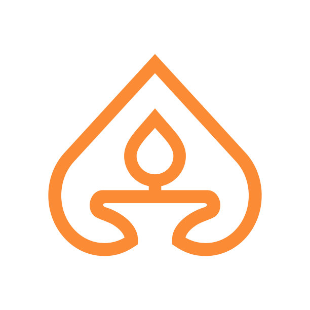 蜡烛和心标志模板橙色颜色图片下载