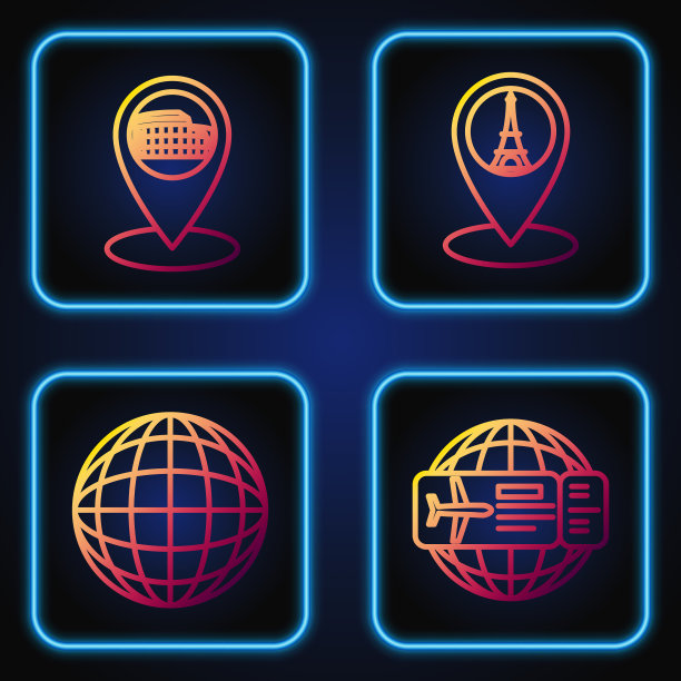 设置线机票地球地球地图指针图片下载