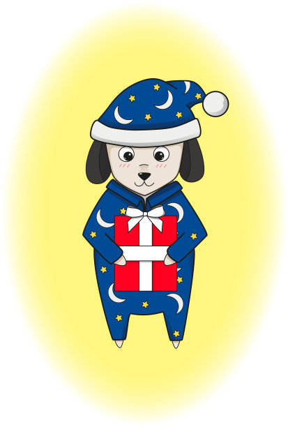 可爱的小狗和礼物图片下载