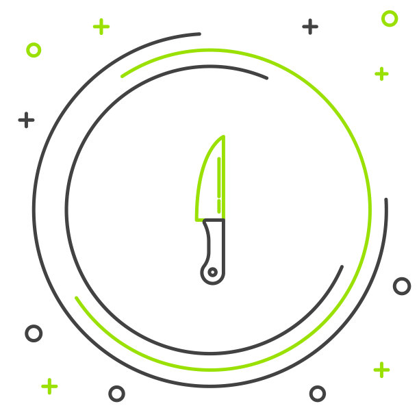 黑色和绿色线刀图标孤立在白色上图片下载