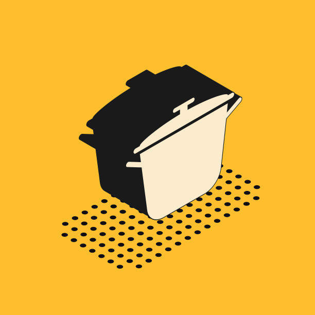 等距烹饪锅图标孤立在黄色图片下载