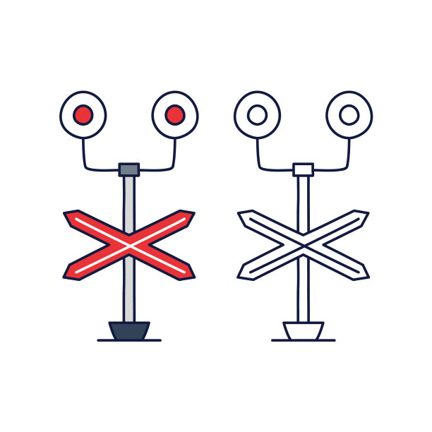 火车障碍灯股票图标卡通风格图片下载