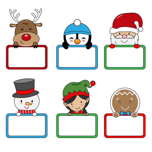 圣诞快乐标签套装图片下载