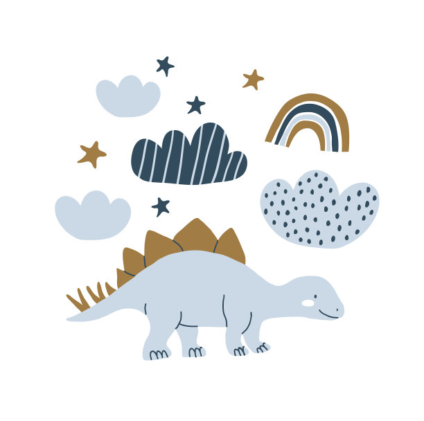 手绘恐龙斯堪的纳维亚风格图片下载