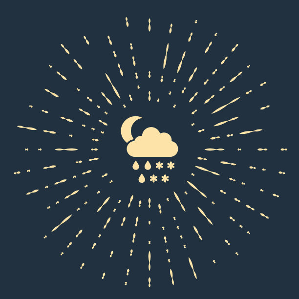 米色云与雪雨和月亮的图标隔绝图片下载