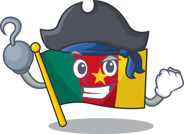 旗帜喀麦隆海盗卡通人物形状图片下载