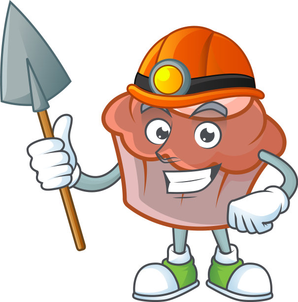 奶油蛋糕，白色的矿工吉祥物图片下载