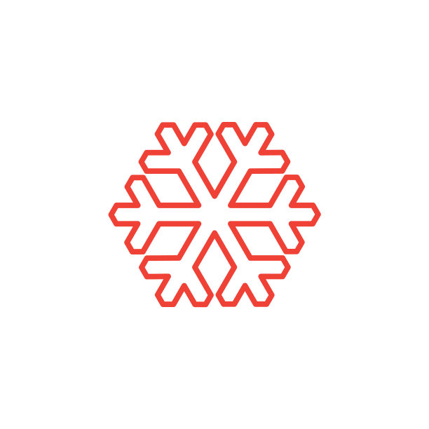 白色背景上的红色雪花线条图标图片下载