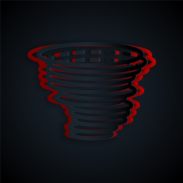 剪纸龙卷风图标孤立在黑色图片下载