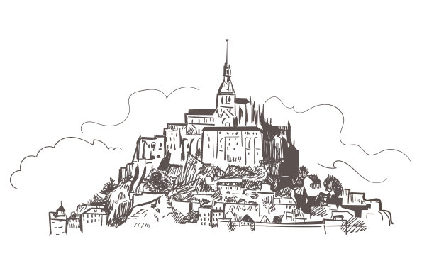 线艺术孤立法国城堡圣米歇尔图片下载