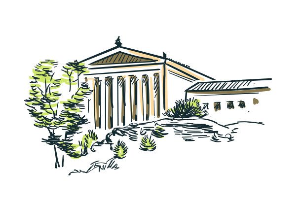 美国费城速写城市线条艺术图片下载