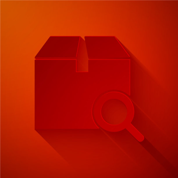 剪纸搜索包图标孤立在红色图片下载