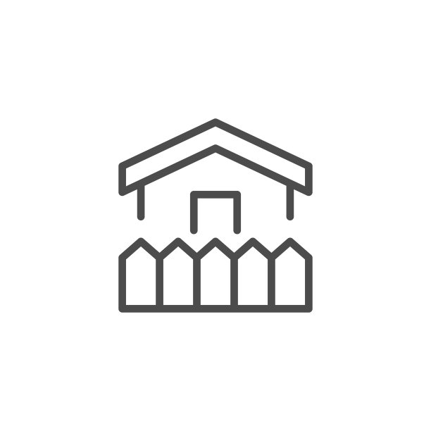 房子和篱笆线轮廓图标图片下载