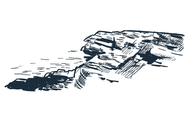 海岩悬崖素描景观线天际线图片下载