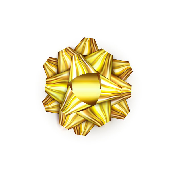 现实的金礼物蝴蝶结丝带孤立图片下载