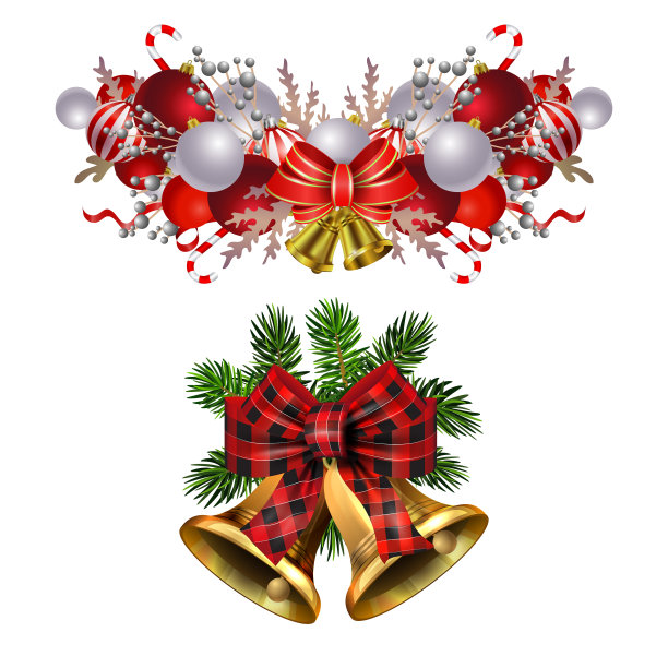 圣诞装饰用冷杉树金色的叮当声图片下载