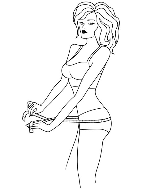 女人在量她大腿的尺寸图片下载