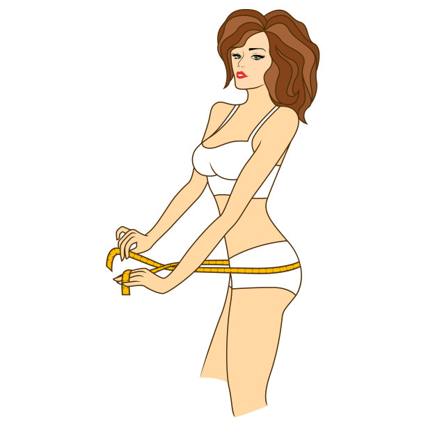 女人在量她大腿的尺寸图片下载