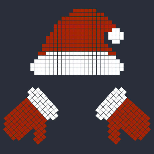 像素圣诞帽和连指艺术图片下载