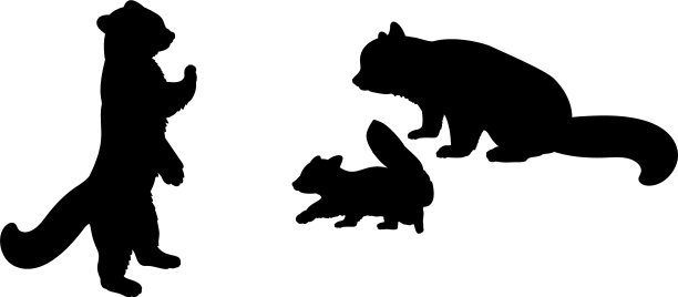 小熊猫一家为动物剪影图片下载