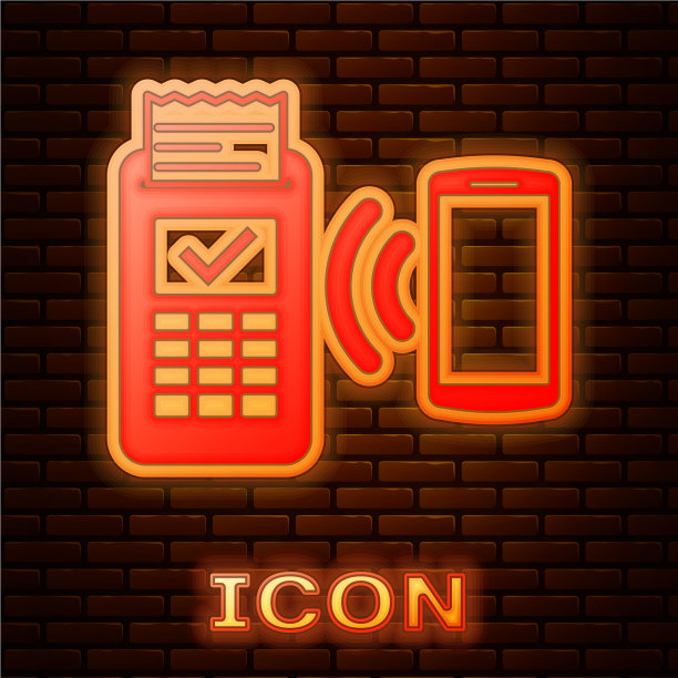 发光的霓虹pos终端，打印收据和图片下载