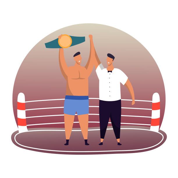 在颁奖典礼上，拳击手与皮带裁判图片下载