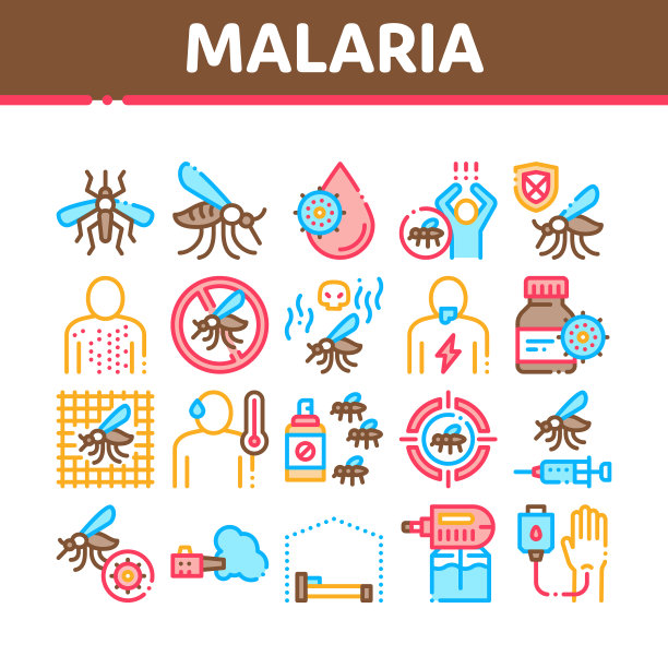 疟疾疾病登革热收集图标集图片下载