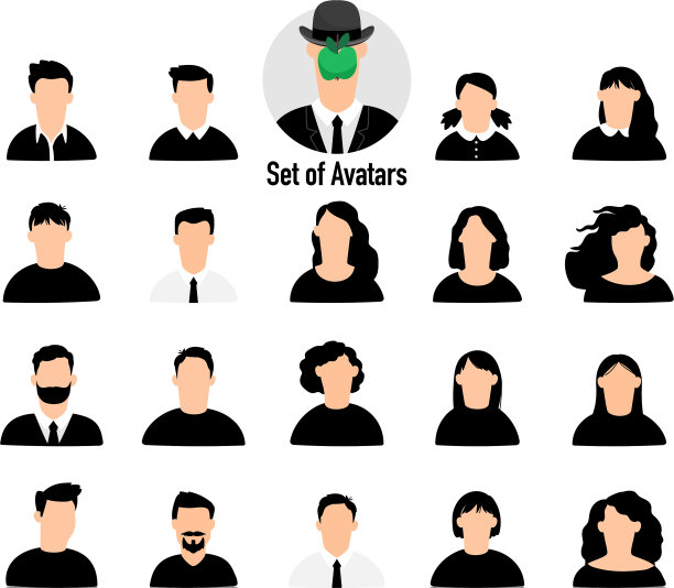 男性和女性角色设置图片下载